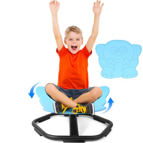 Version 1.0.0 Elephant Kids Sensory Swivel Chair, 360° Spinning Seat, Toddler Sit and Spin Wobble Chair, Sensory Training Balance Toys, Autism ADHD Chairs, Physical Therapy Body Coordination,Training Body Coordination for Boy Girl (Blue )