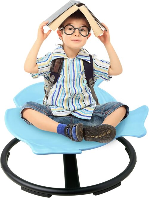 1 (5) Sensory Spinning Chair for Autism - Fish Therapeutic Swivel Seat for Autism & ADHD Chair Spin Chairs for Children Teens Improve Balance &Coordination