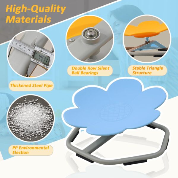 Version 1.0.0 Flower Kids Swivel Chair, Non-Slip Base Spinning Chair for Autistic Kids, Sit and Spin Sensory Spinning Chair Training Body Coordination,Non Slip Toys 360° Aged 3+,Autism with Design for Children(Blue)