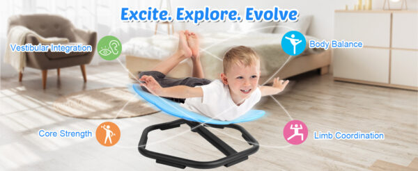 2 Elephant Kids Sensory Swivel Chair, 360° Spinning Seat, Toddler Sit and Spin Wobble Chair, Sensory Training Balance Toys, Autism ADHD Chairs, Physical Therapy Body Coordination,Training Body Coordination for Boy Girl (Blue )