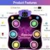 3 Light Up Dance Mat for Girls,Bluetooth Support, Built-in Music, Bluetooth Support, Built-in Music,Christmas Birthday Gifts for Girls Boys Age 3+