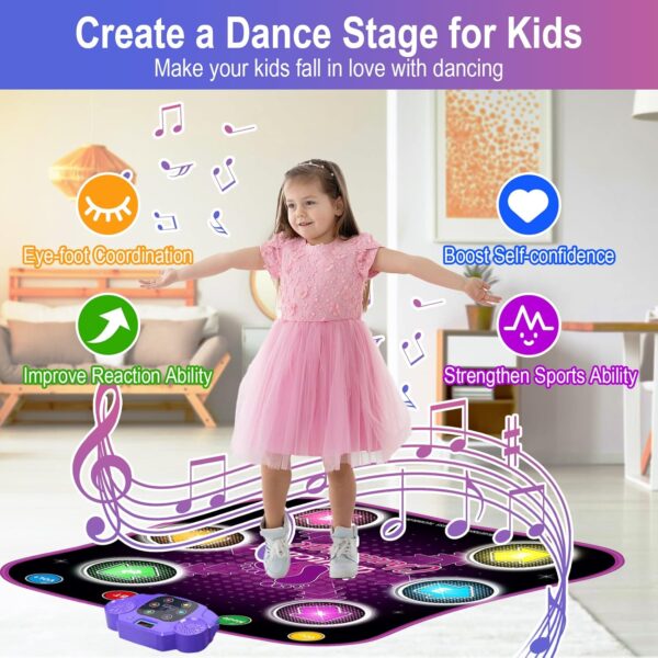 5 Light Up Dance Mat for Girls, Bluetooth Support, Built-in Music, Bluetooth Support, Built-in Music,Christmas Birthday Gifts for Girls Boys Age 3+