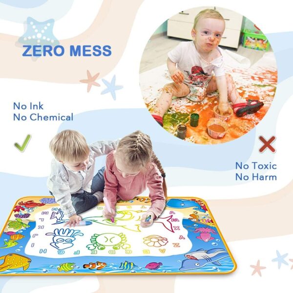 71KGma59lUL._AC_SL1001_ Water Doodle Mat,Kids Painting Writing Color Doodle Drawing Mat Toy Bring Magic Pens Educational Toys , Mess Free Painting for Kids Outdoor & Garden Toys for Toddlers Age 3 4 5 6 Educational Toddler Toys for Girls Boys