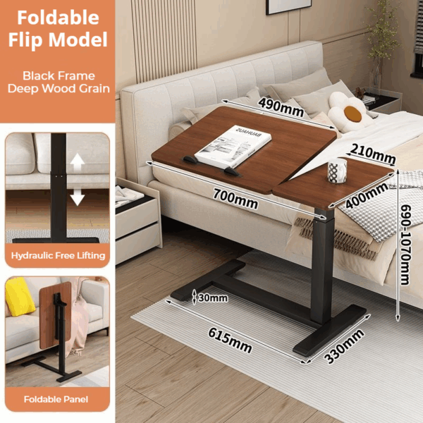 棕色 Foldable Table Tray Bedside Laptop Table Home Bed Simple Desk Folding Mobile,Movable Overbed Table,deal Tray Desk For Laptop And Meals