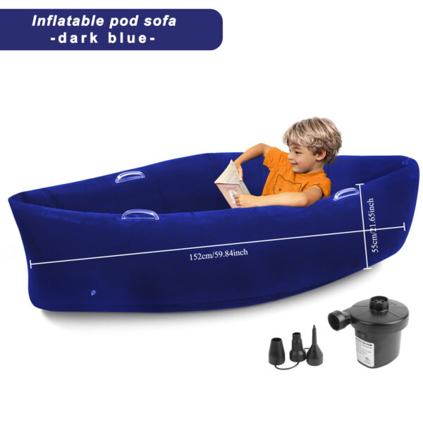 深蓝色 Inflatable Sensory Chair for Kids, Sensory Toys for Autistic Children, Pea pod Sensory Chair with Pump - ADHD Chair Provide Sensory Input & Therapeutic Compression,Inflatable Peapod for Children, Includes Electric Air Pump