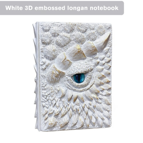 白色 3D Dragon Eye Notebook - Embossed Hardcover Journal with Vintage DesignEmbossed Notebook with Blank Paper, Perfect for Dragon Lovers, Hardcover Travel Notepad for Writing, Sketchbook, Collection, Gift A5