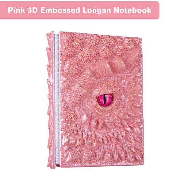 粉色 3D Dragon Eye Notebook - Embossed Hardcover Journal with Vintage DesignEmbossed Notebook with Blank Paper, Perfect for Dragon Lovers, Hardcover Travel Notepad for Writing, Sketchbook, Collection, Gift A5