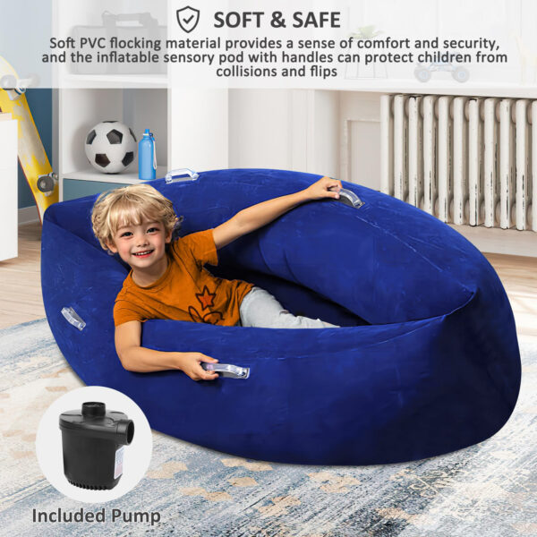 Version 1.0.0 Inflatable Sensory Chair for Kids, Sensory Toys for Autistic Children, Pea pod Sensory Chair with Pump - ADHD Chair Provide Sensory Input & Therapeutic Compression,Inflatable Peapod for Children, Includes Electric Air Pump