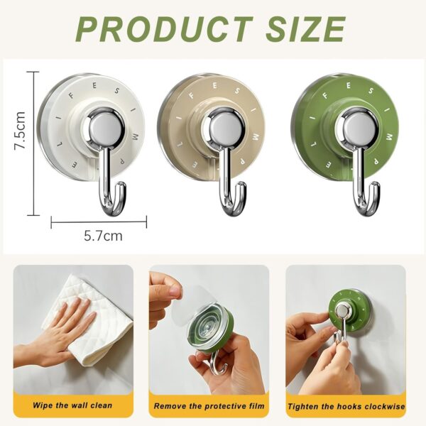 71IviE+BTrL._AC_SL1500_ Suction Cup Hooks – Heavy Duty, Waterproof & Reusable Vacuum Hooks for Bathroom & Kitchen – Adjustable,360° Rotating Vacuum Adhesive Hooks