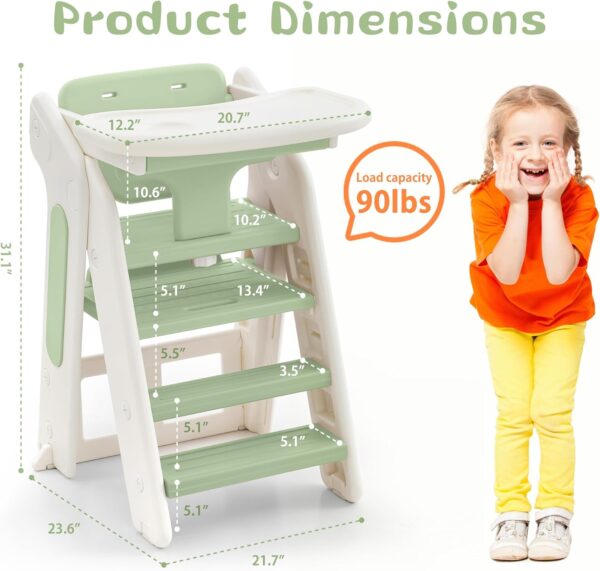 71sLkDDd-pL._AC_SL1500_ Folding Toddler Learning Tower, Adjustable Height Step Stool with Safety Bar,Kitchen Step Stool and Baby HighChair Set,Standing Tower for kitchen Counter Bathroom