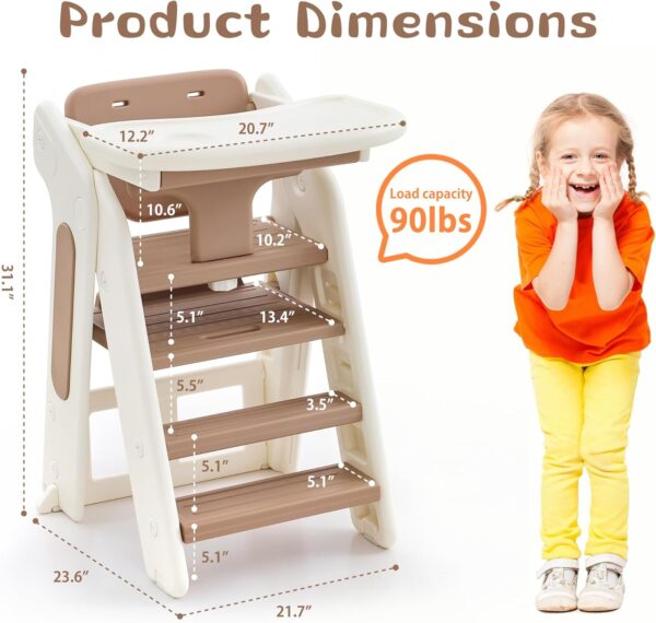 71wpqFvJn7L._AC_SL1500_ Folding Toddler Learning Tower, Adjustable Height Step Stool with Safety Bar,Kitchen Step Stool and Baby HighChair Set,Standing Tower for kitchen Counter Bathroom