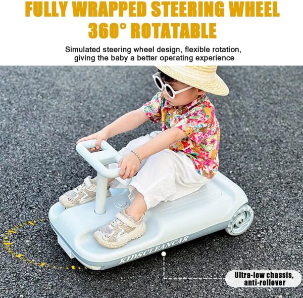 81-jfZT1pSL._AC_SL1500_ Electric Wiggle Car - Ride-On Twist Car Simulator with Throttle Pedal, Large Storage Space, Anti-Rollover Design, ,Clean go kart Wiggle Car with Mop For Cleaning Floors + Glowing Wheels & Storage