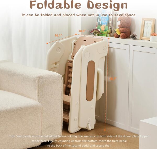 81IRvDwCUxL._AC_SL1500_ Folding Toddler Learning Tower, Adjustable Height Step Stool with Safety Bar,Kitchen Step Stool and Baby HighChair Set,Standing Tower for kitchen Counter Bathroom