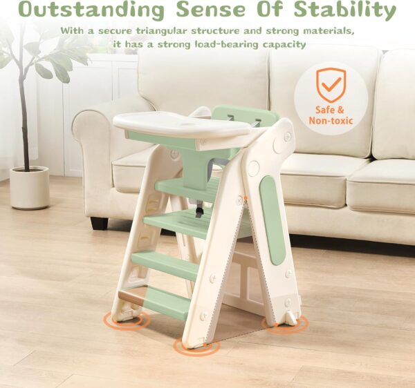 81eSbPb4nZL._AC_SL1500_ Folding Toddler Learning Tower, Adjustable Height Step Stool with Safety Bar,Kitchen Step Stool and Baby HighChair Set,Standing Tower for kitchen Counter Bathroom
