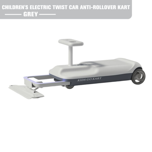 灰 Electric Wiggle Car - Ride-On Twist Car Simulator with Throttle Pedal, Large Storage Space, Anti-Rollover Design, ,Clean go kart Wiggle Car with Mop For Cleaning Floors + Glowing Wheels & Storage